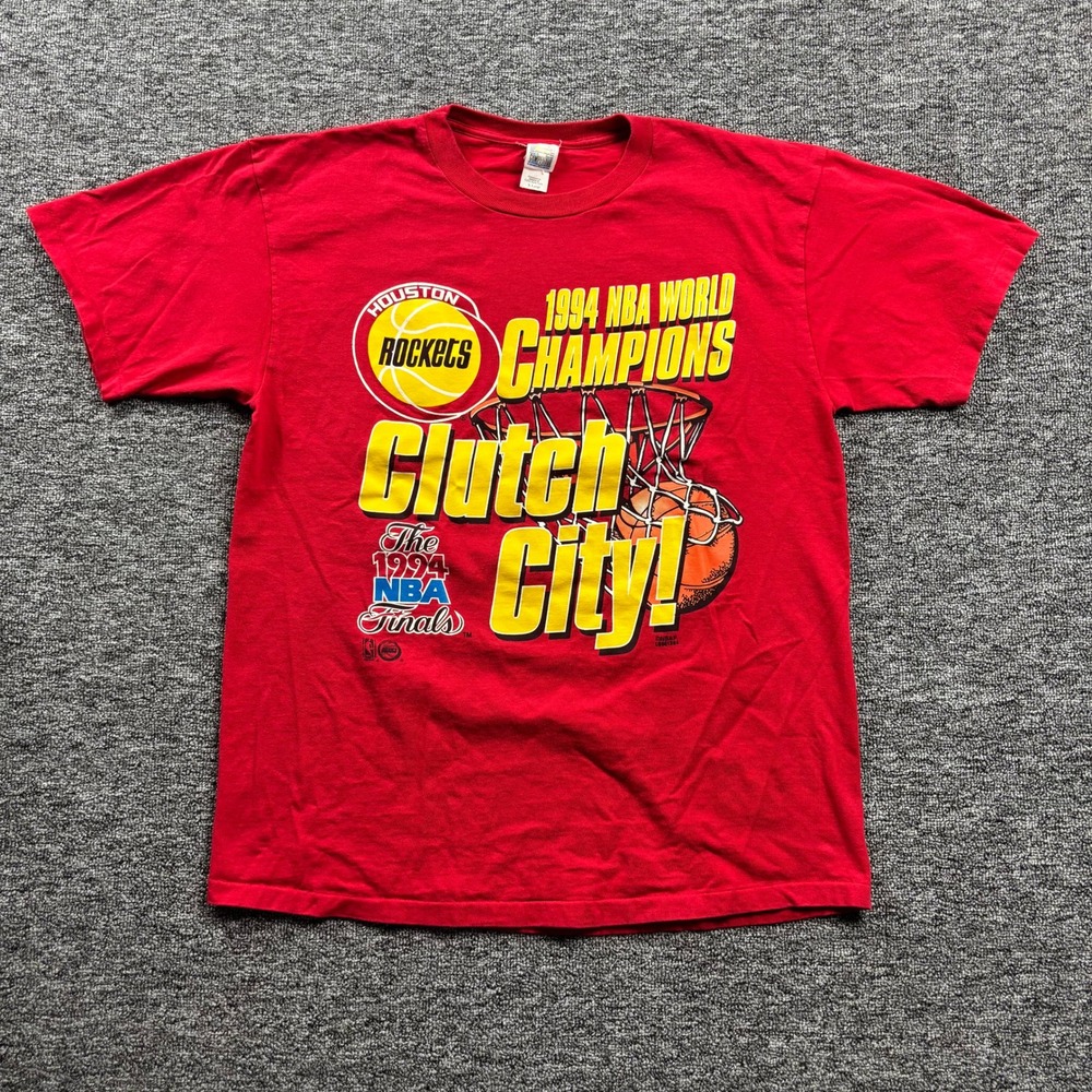 Vintage 1990s Houston Rockets Clutch City Champions T-Shirt Red Size XL